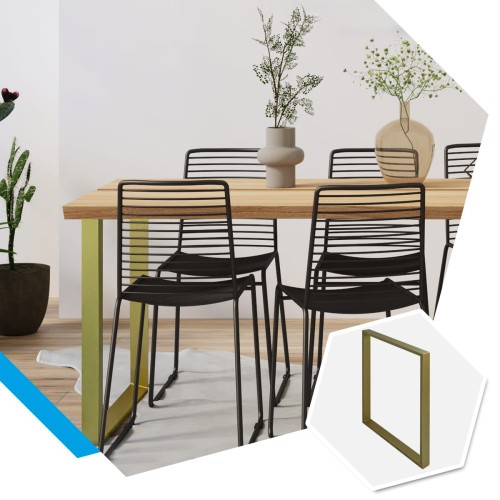 Noga stalowa 60x72 złota loft 60x20