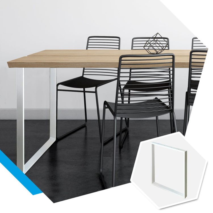 nogi metalowe do stołu loft białe w aranżacji jadalni