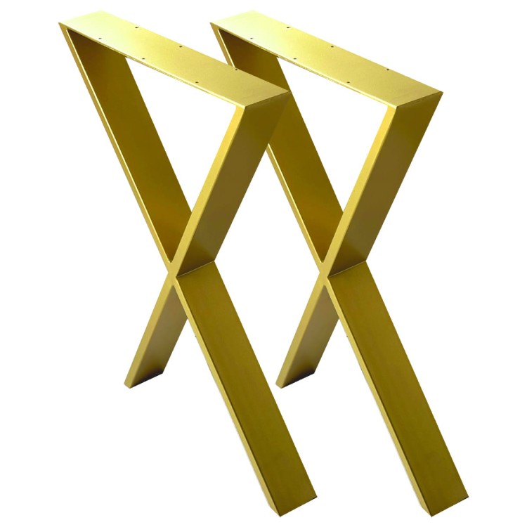 komplet złotych nóg stalowych X do stołu 50x72