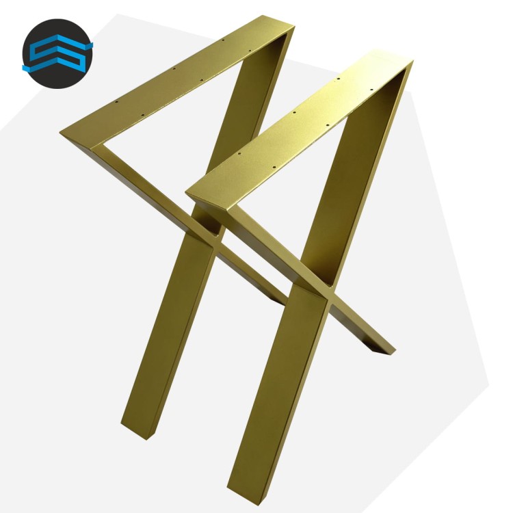 nogi metalowe X do biurka loft złote profil stalowy 80x20