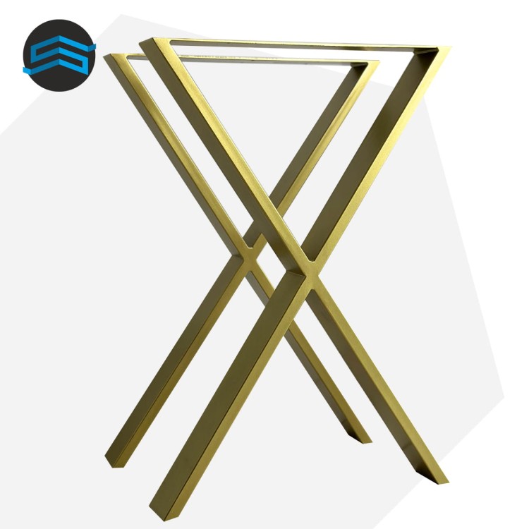 nogi metalowe X do biurka loft złote profil stalowy 80x20