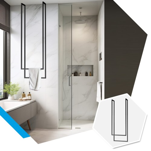 wieszak na ręczniki sufitowy loft podwójny stalowy 40x12x80