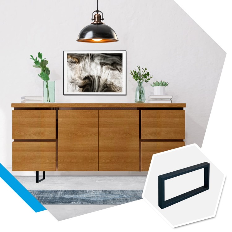 nogi metalowe do komody loft czarne płozy 40x20 w aranżacji salonu