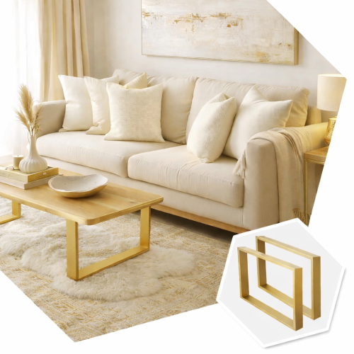 metalowe złote nogi do stolika kawowego glamour w aranżacji salonu