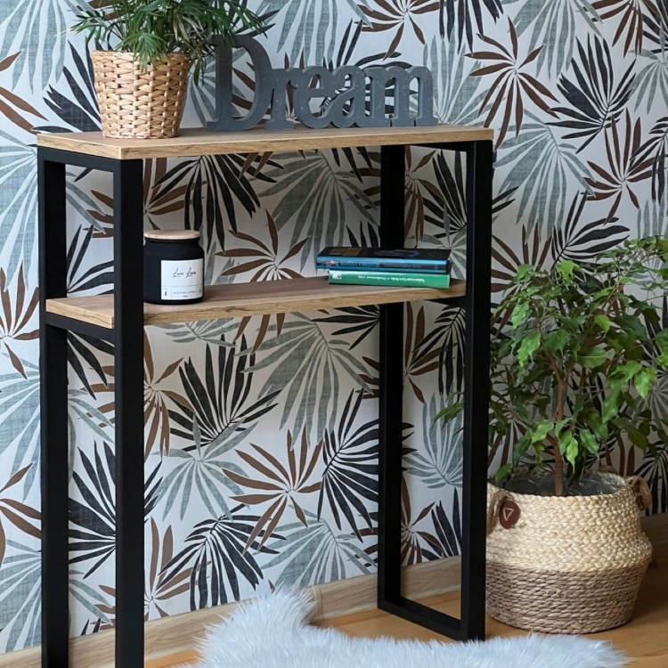 nogi stalowe do konsoli 25x85 z półką loft czarne profil 40x20