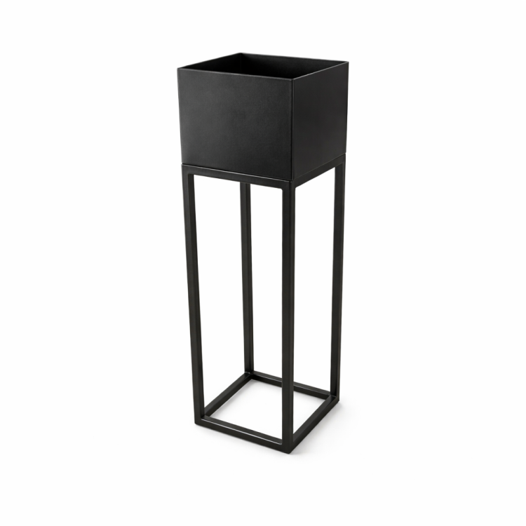 metalowa donica loft czarna 20x20x80 kwietnik stalowy