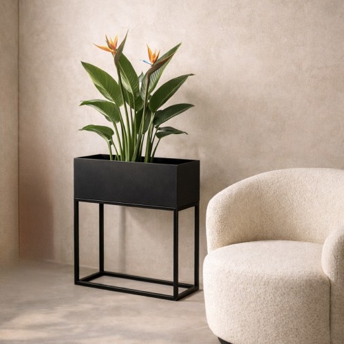 metalowa donica loft czarna 60x20x60 kwietnik stalowy