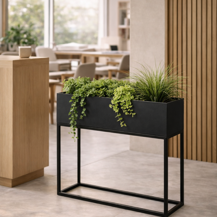 metalowa donica loft czarna 60x20x80 kwietnik stalowy