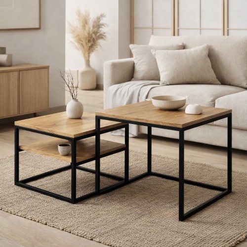 Zestaw stolików kawowych 60X60X62 i 50x50x52 z półką