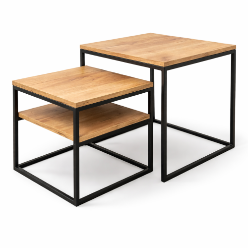Zestaw stolików kawowych 50x50x50+40x40x40 z półka