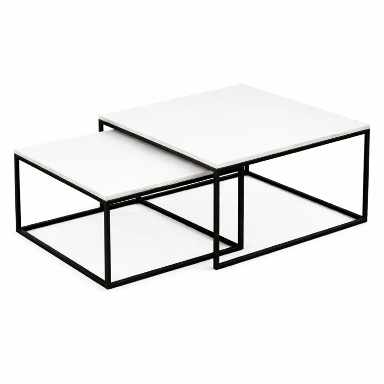 Zestaw stolików 80x60+60x50 kawowych styl industrialny loft