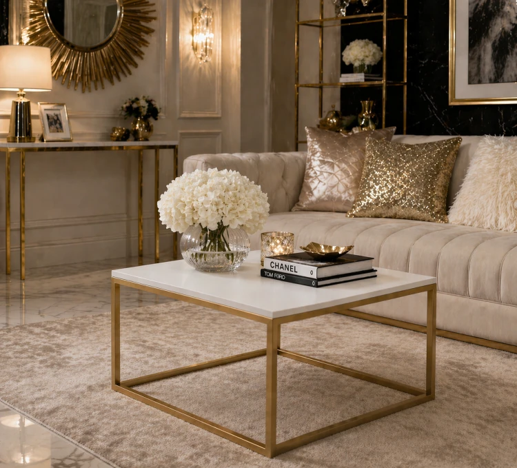 Złoty stolik 60x60x42 kawowy