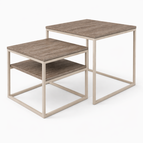 Zestaw stolików kawowych 50x50x50+40x40x40 z półka