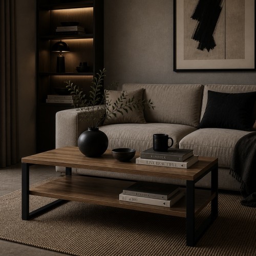 noga stalowa do stolika kawowego 60x50 z półką loft czarne profil 60x20
