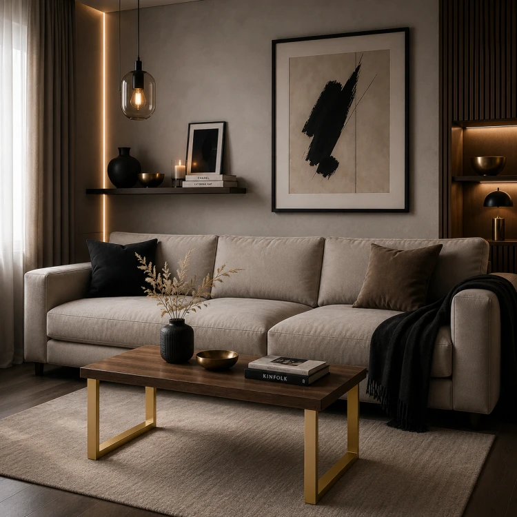 złote nogi stalowe do stolika 60x40 glamour profil 60x20