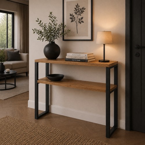 noga stalowa do konsoli 25x85 z półką loft czarne profil 40x20