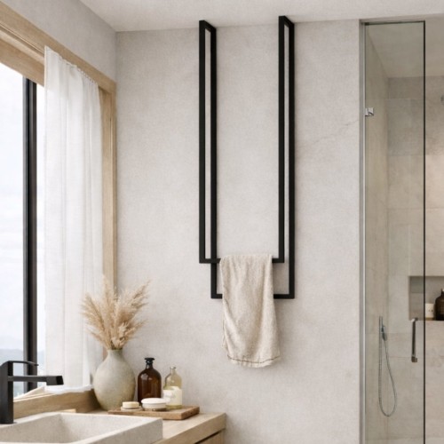 wieszak na ręczniki sufitowy loft podwójny stalowy czarny