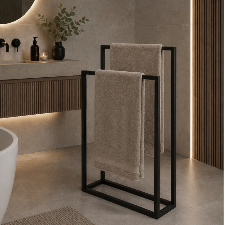 stojak na ręczniki loft stalowy 60x20x80 wieszak łazienkowy
