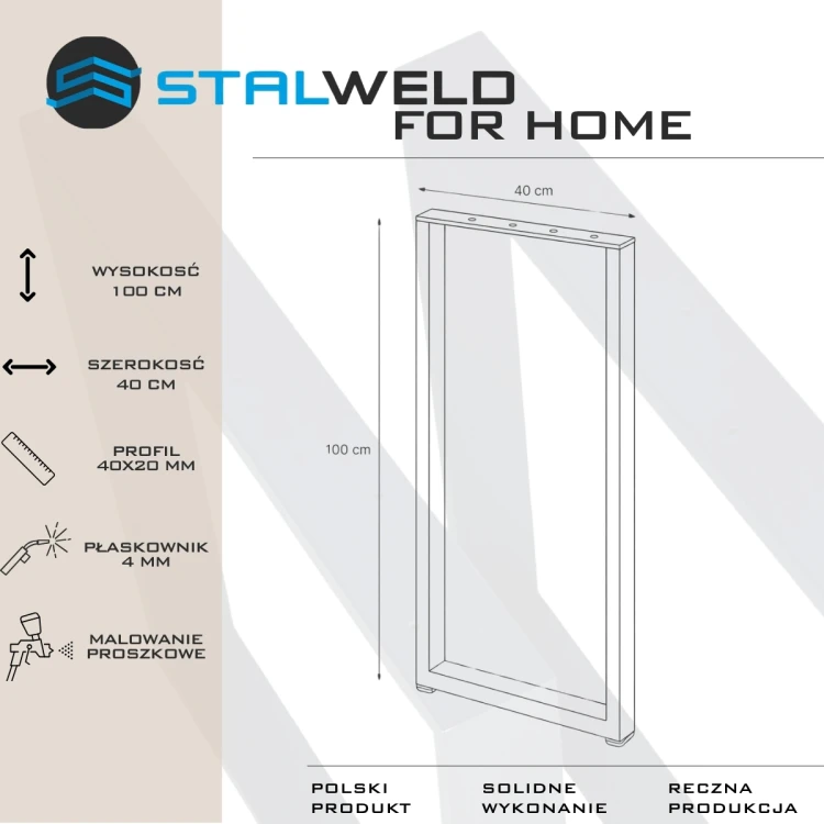 Nogi metalowe 40×100 cm – wymiary i specyfikacja techniczna